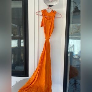 Orange open side maxi dress